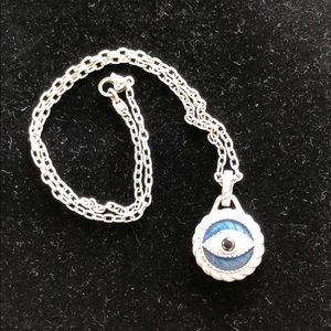 Judith Ripka Evil Eye necklace sterling sapphire